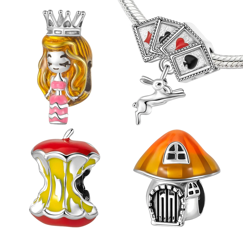 

2025 New Arrival Poker,Poison Apple,Snow White,Mushroom House Beads Charm fit Pan Bracelet for Women Jewelry Original Making