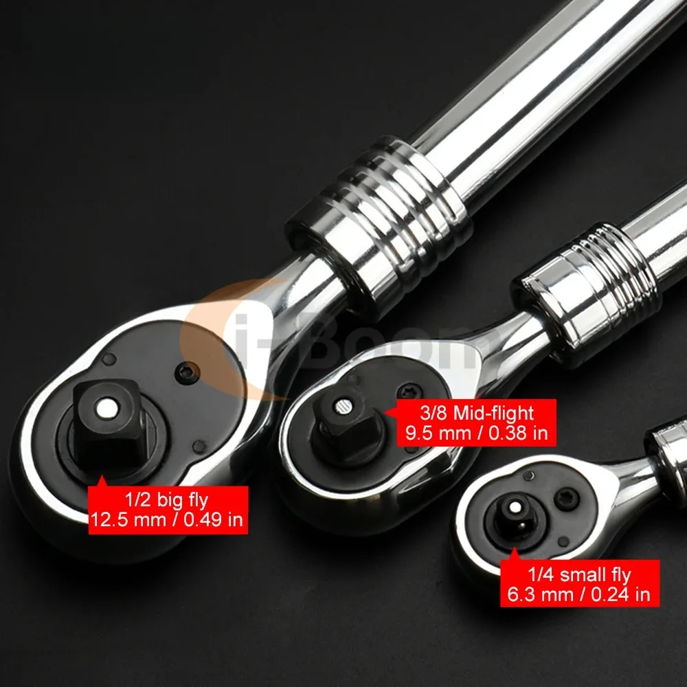 1/4 "3/8" 1/2 "inch Ratelsleutel 72 Tanden Uitbreiding Telescopische Ratel Dopsleutel Tool Plaat Ratel Handvat moersleutel Gereedschap