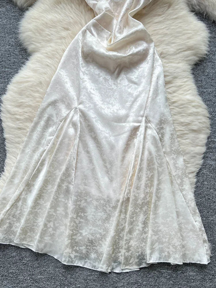 新しい中国風半袖ウエスト締めシルクサテンチャイナドレスハイウエスト A ライン夏通勤ファッションレトロな襟