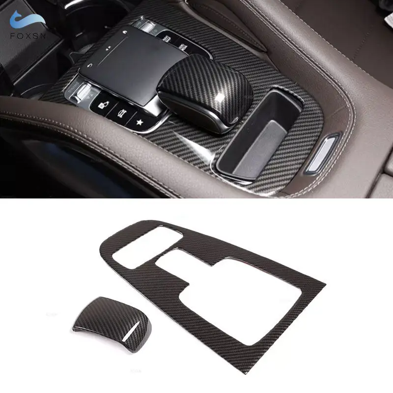 For Mercedes Benz GLE W167 GLS X167 2020 Car Center Console Gear Shift Panel Cover Frame Trim ABS Chrome / Carbon Fiber Texture