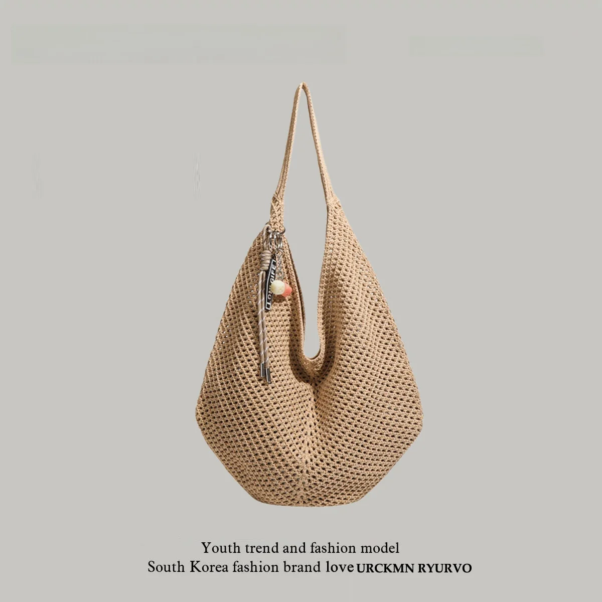 

ZAR FENDEN Летняя корейская сумка Sle Lazy Weave Large Capaci на одно плечо Vaion Пляжная сумка Briti Sle Youth Dail...