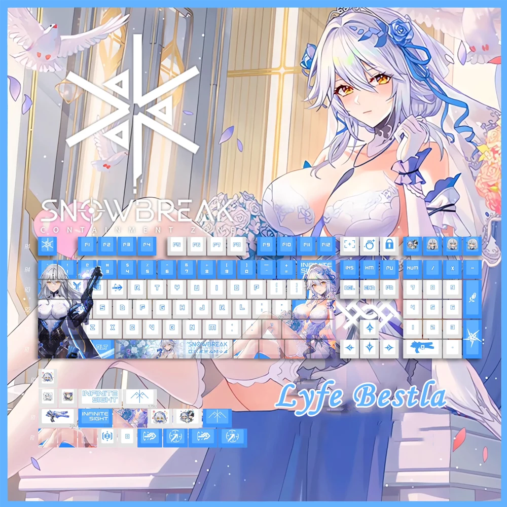 Project Snow Keycap PBT Dye Subbed Cherry Profile Keycaps Anime Game Dustborn Fenny Guiltcrown Lyfe Bestla Key Caps voor toetsenbord