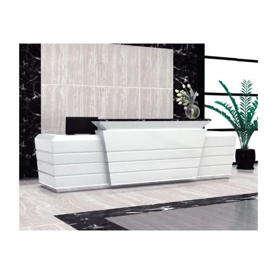 

*Modern Minimalist Pure White Reception Desk for Office or Building for Beauty Salon or Gym Front Desk