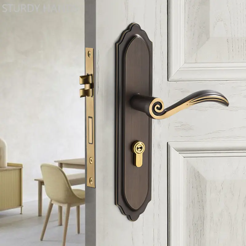 

Pure Copper Bedroom Door Lock High Quality Door Handle Deadbolt Lock Indoor Silent Security Door Locks Furniture Hardware