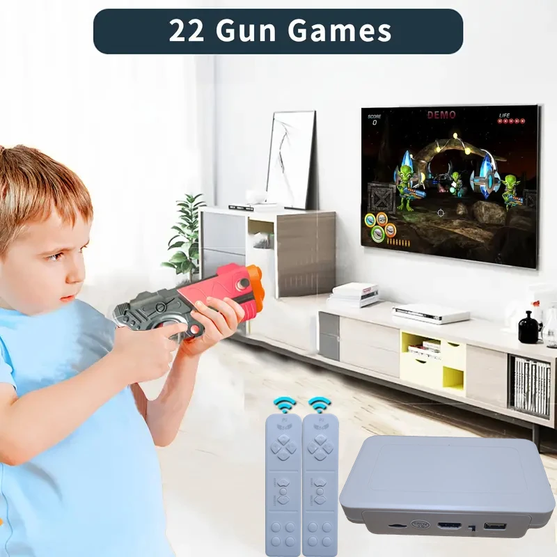 

Game Console (with over 900 games), Retro Video Game Console for Kids and Adult TVs, Game Cartridge (with AR Gun games), 2 Handh