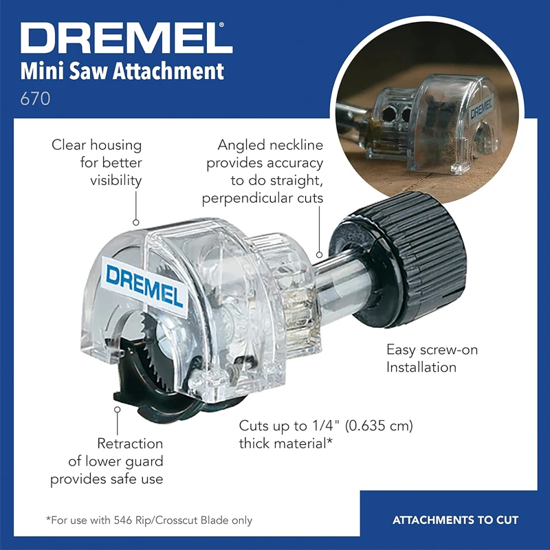 Dremel 670 Mini Saw Attachment Circular Saw with 6.4mm Cutting Depth for Rotary Multi Tool For Cutting Laminate Wooden Flooring