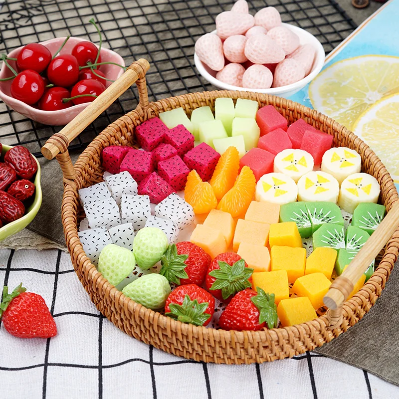 Simulation Fruit Slices Fake Fruits Artificial Apple Lemon Mango Watermelon Model Props Party Kitchen Home Decor 10pc/lot