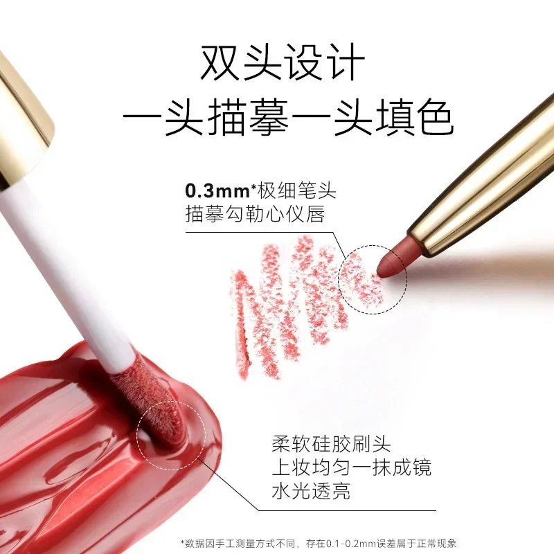 OUTOFFICE Double Ended Essence Lip Glaze OOO Mirror ลิปสติก Lip Liner Moisturizing Lip Gloss หายากความงามหญิงแต่งหน้า