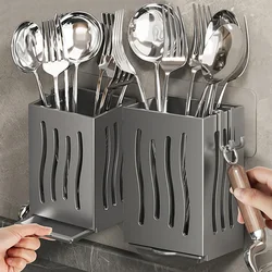 Wall-Mounted Kitchen Utensil Storage Rack Chopstick Draining Holder Multifunctional Tableware Container Box Kitchen Organizers