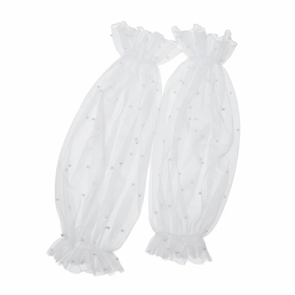 

Декоративные свадебные рукава с жемчугом, эластичные манжеты для свадебного платья, пышные тюлевые рукава для свадьбы