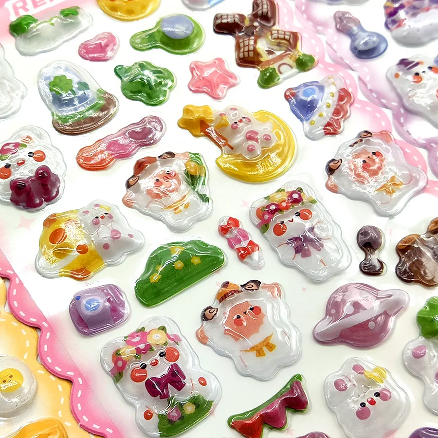 Children's Colorful Crystal Candy Stickers INS Style Stationery Decorative Stickers, 3D Transparent