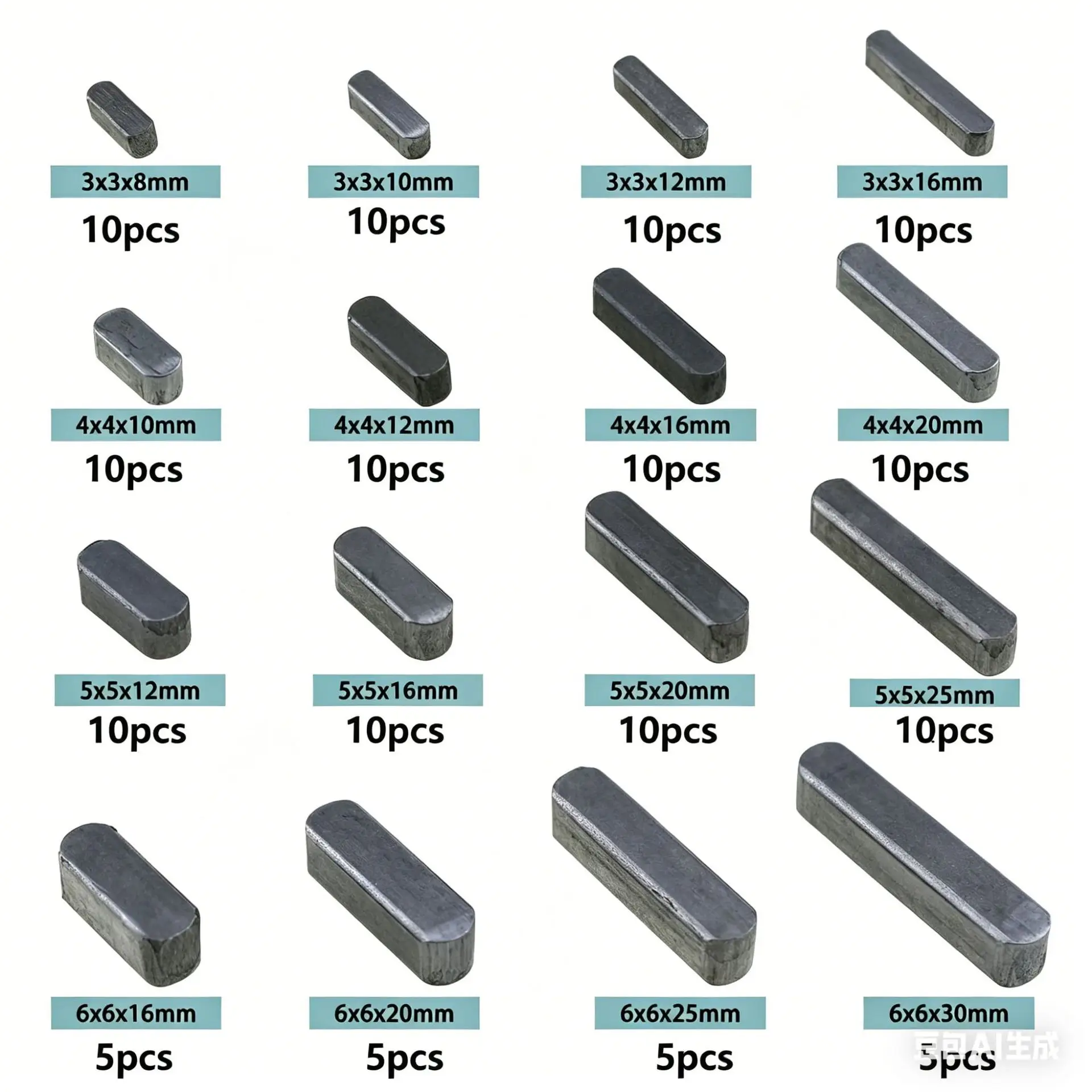 140pcs Box Key Flat Key 3 4 5 6mm Parallel  Square Pin Set