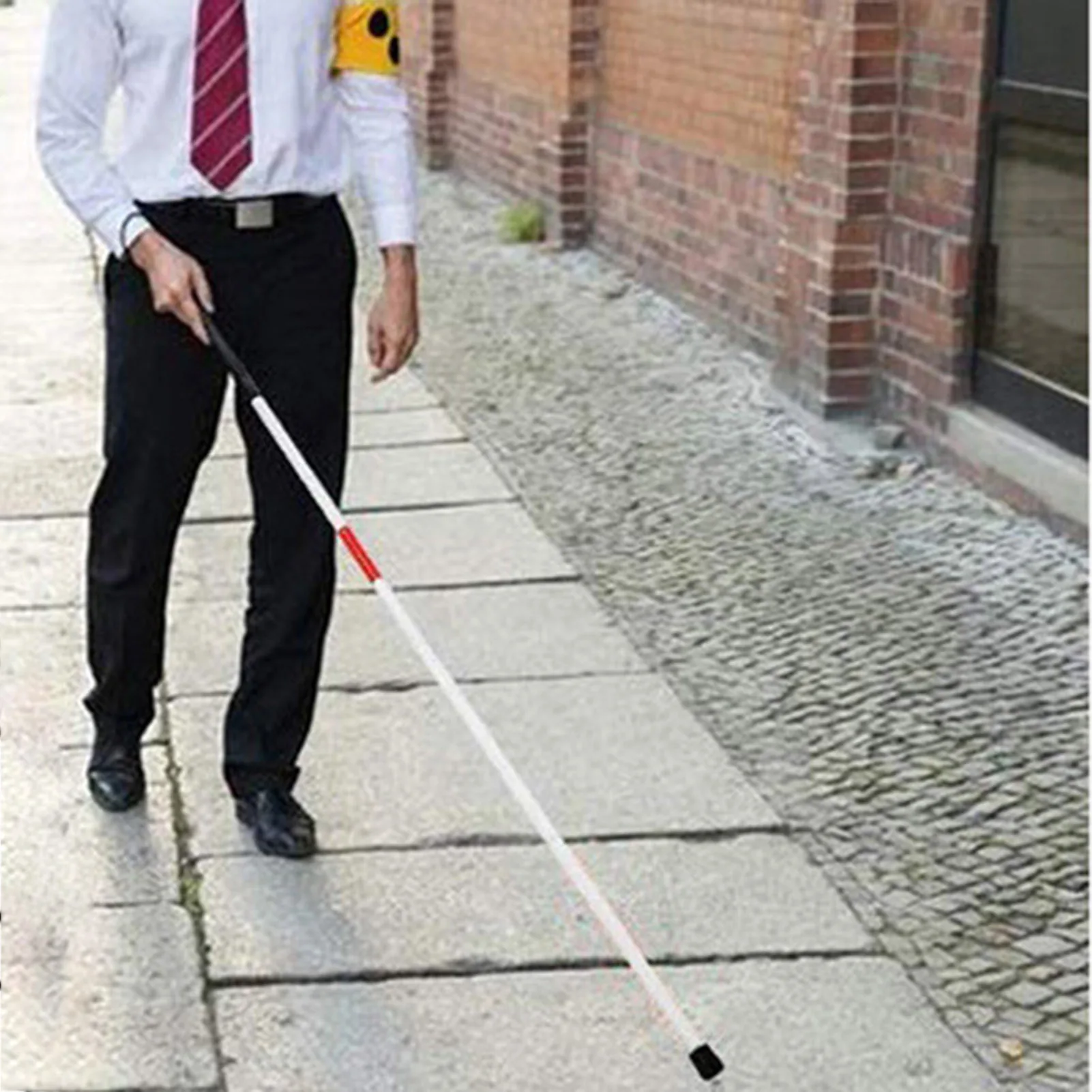 Folding Blind Cane Walking Stick Reflective Anti-Slip Lightweight Alloy Walking Stick for Visually Impaired Men and Women