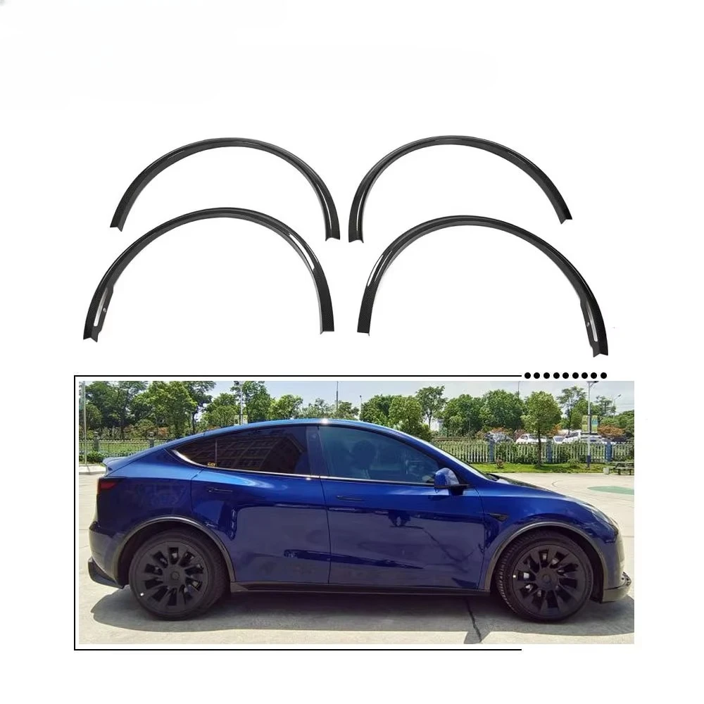 

Dry Carbon Fiber Car Wheel Eyebrow Arch Trim Lips Fender Flares Protector for Model Y 2019-2021custom