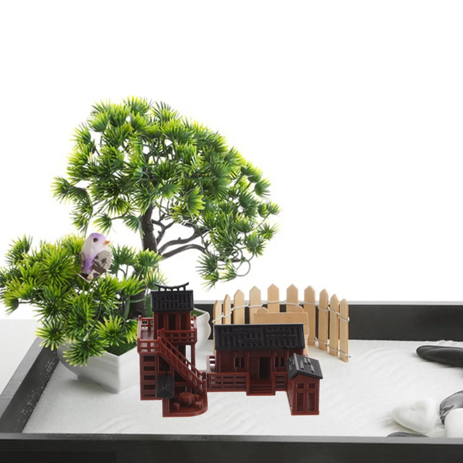 

Miniature Pavilion Bonsai Rockery Landscape Decoration for Garden Micro Landscaping Terrarium Resin Pool Ornament