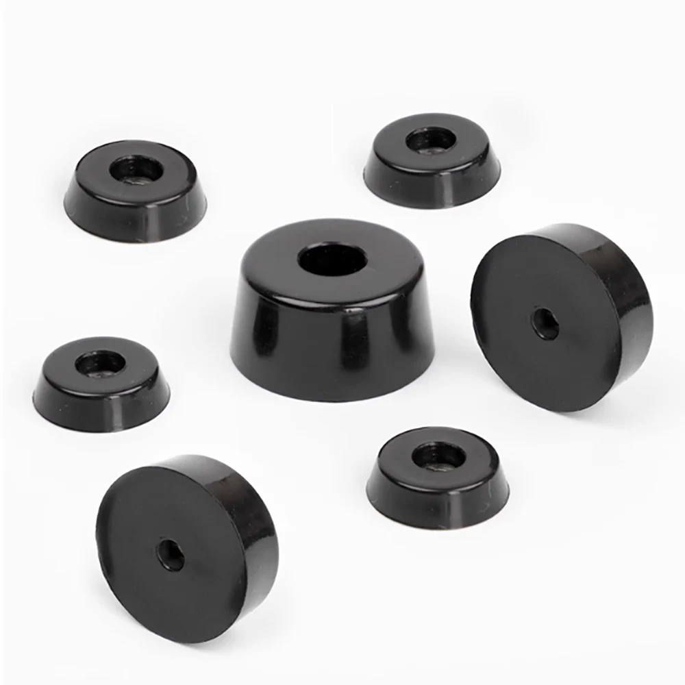 Black Rubber Machine Foot Pad Shock-Absorbing Anti Slip Furniture Foot Pad 21mm-35mm Table Chair Leg Protection Cover Hardware