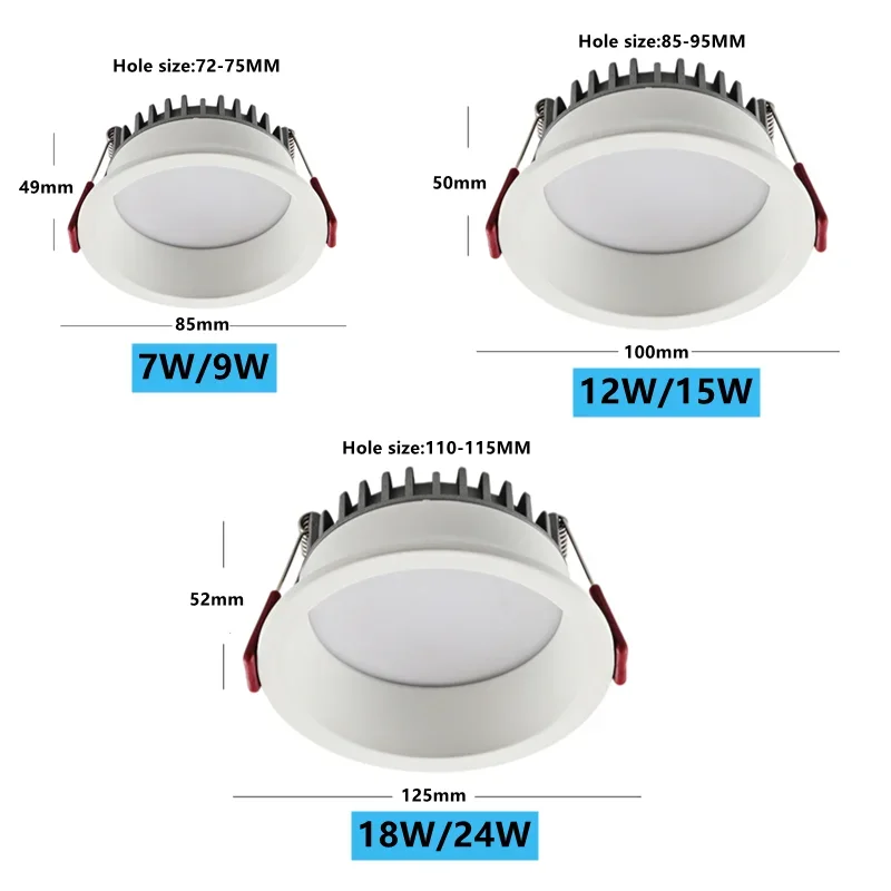 Imagem -05 - Embutida Anti-reflexo Led Cob Downlight Lâmpada do Teto Spot Light Regulável Sala de Estar Iluminação do Quarto Casa 7w 9w 85265v 12w 15w