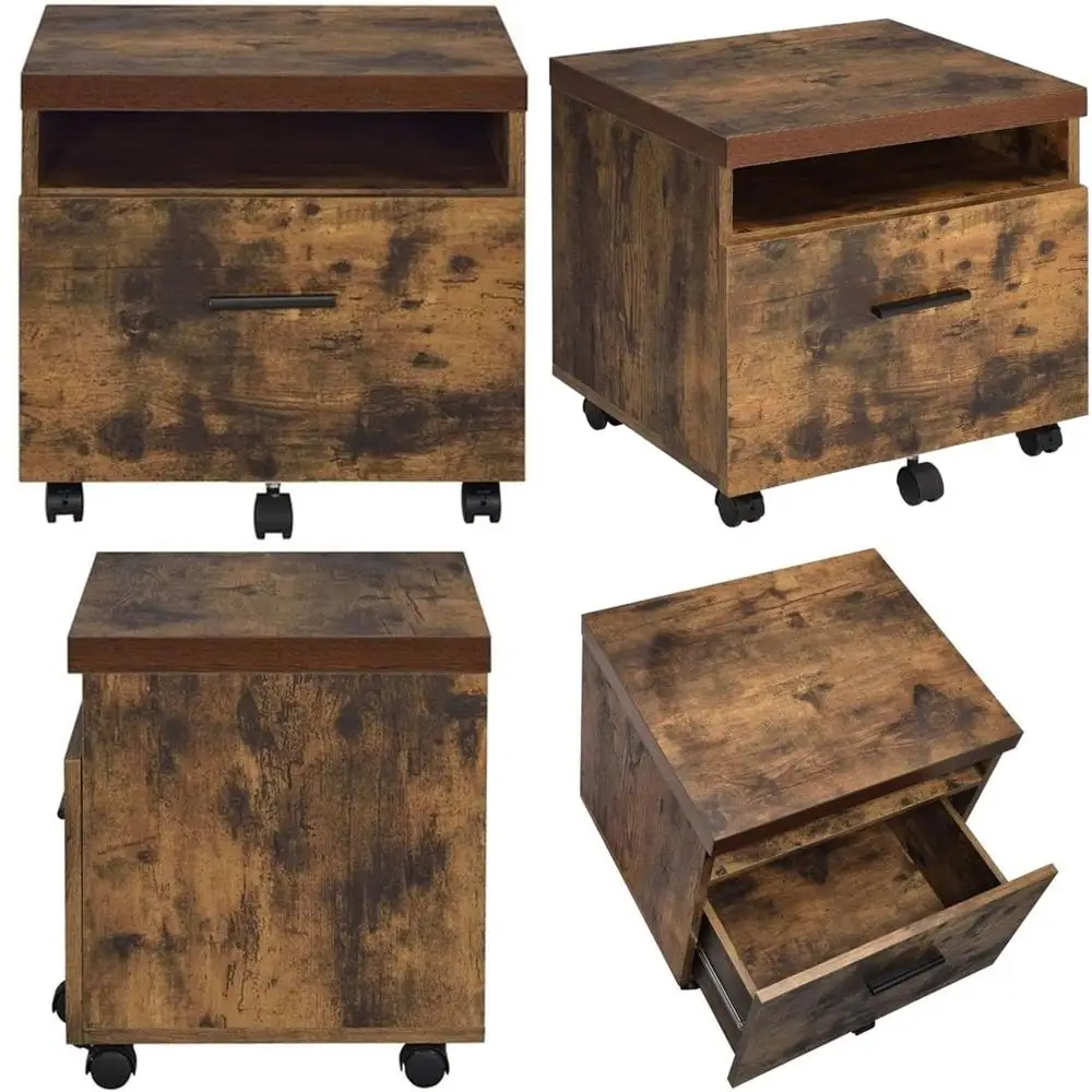 

Деревянный шкаф для документов с одним ящиком из состаренного дуба от Bob