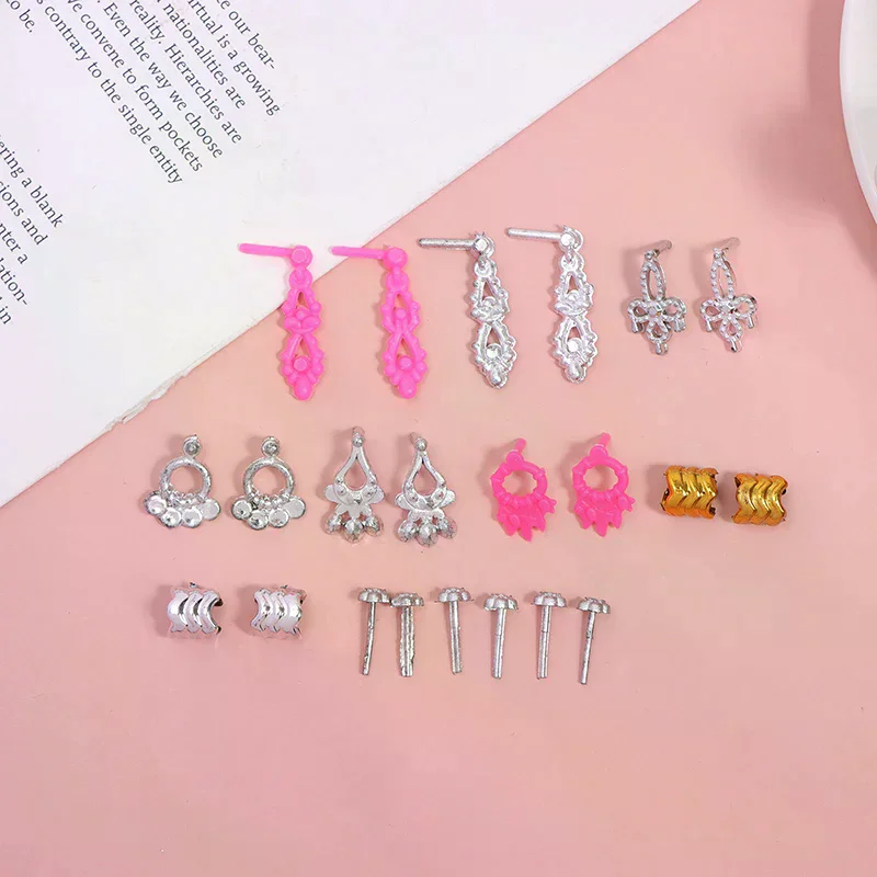 Pacote completo de acessórios para bonecas de 11 polegadas - coroa, brincos, colar e pulseiras galvanizadas