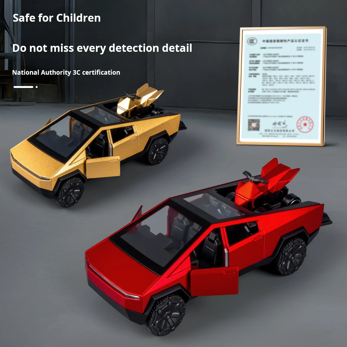 1:36 Cybertruck Toys على الطرق الوعرة مركبة يموت يلقي نموذج سيارة الشاطئ دراجة نارية هواية تحصيل هدية عيد ميلاد لصبي #4