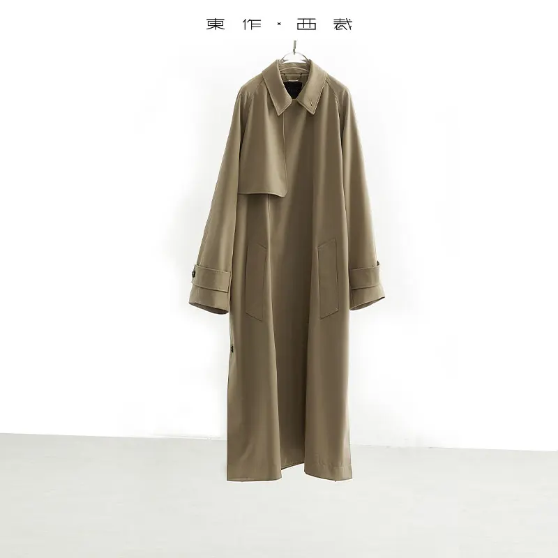 

Australian Worsted Wool! Classic Mid-Length Trench Coat with Large Lapels, H-Shaped Loose-Fitting Jacket for Women, New for Autumn and Winter 2025
