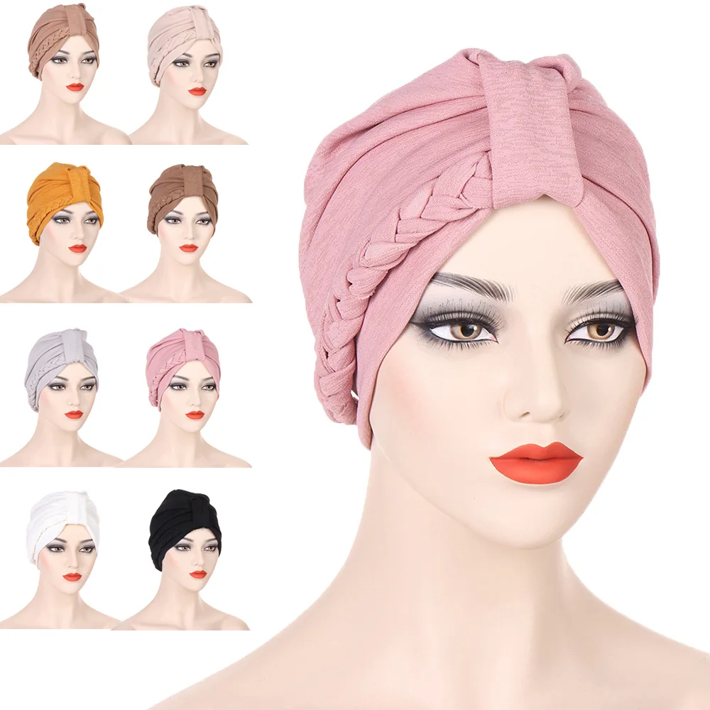 Nieuwe Moslim Vrouwen Innerlijke Hijab Tulband Indiase Hoofddoek Wrap Vlechten Motorkap Hoed Chemo Cap Islamitische Hoofddeksels Mutsen Haaruitval Cover