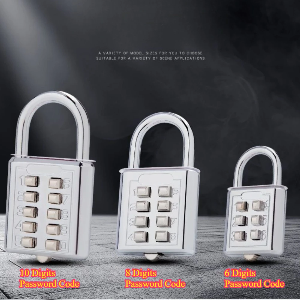 

Sliver Padlock Luggage Locks Zinc Alloy 8 Digit Padlock Hardware Locks for Travel Suitcases Lockers Backpacks School Gate Garden