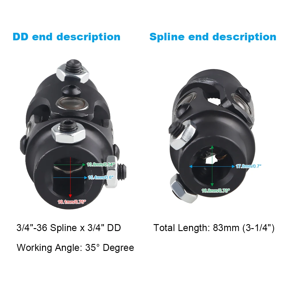 Universal U-Joint Single Steering Shaft 3/4\