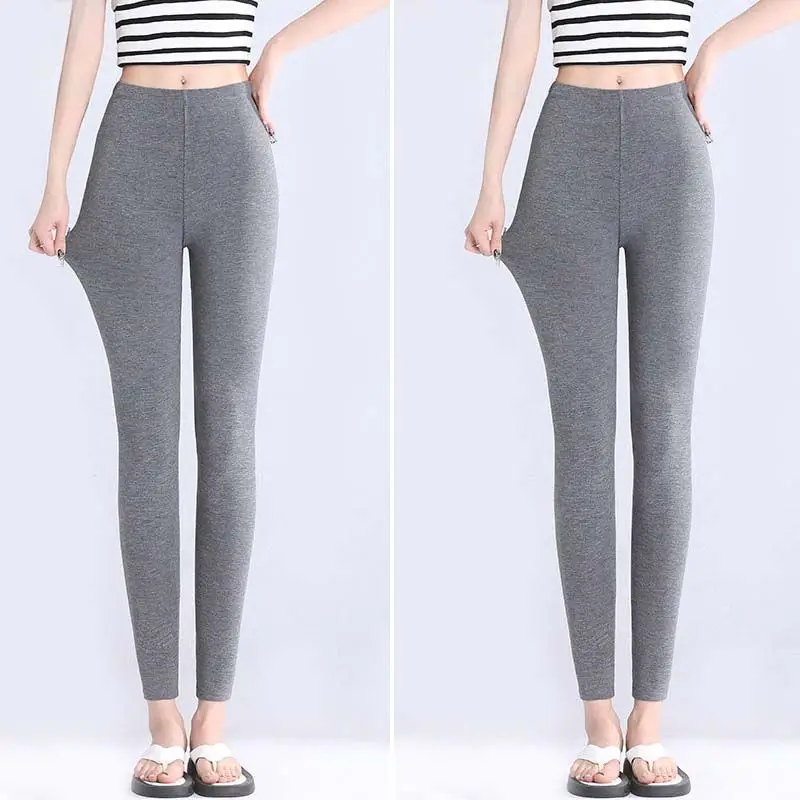 Sporty Leggings Woman Knitted Elastic Fitness Trousers Velvet Plush Lined Cozy Outdoor Stylish Slim Fit Fashionable Micro Horn