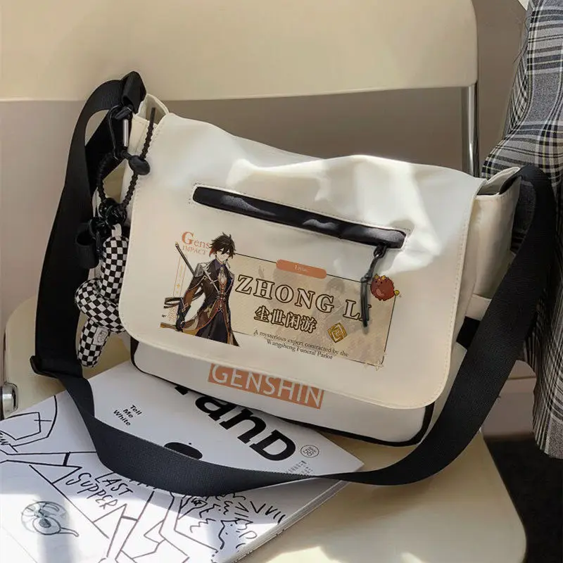 Genshin Impact Merchandise Single Shoulder Raiden Shogun Keqing Male Female Elementary School Student Large Capacity Canvas