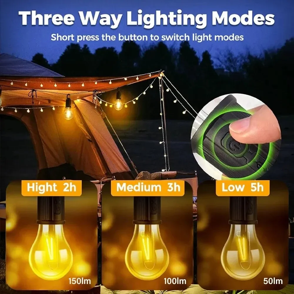 Outdoor USB Rechargeable LED Lamp Bulbs High Brightness Emergency Light Hook Up Camping Fishing Portable Lantern Night Lights