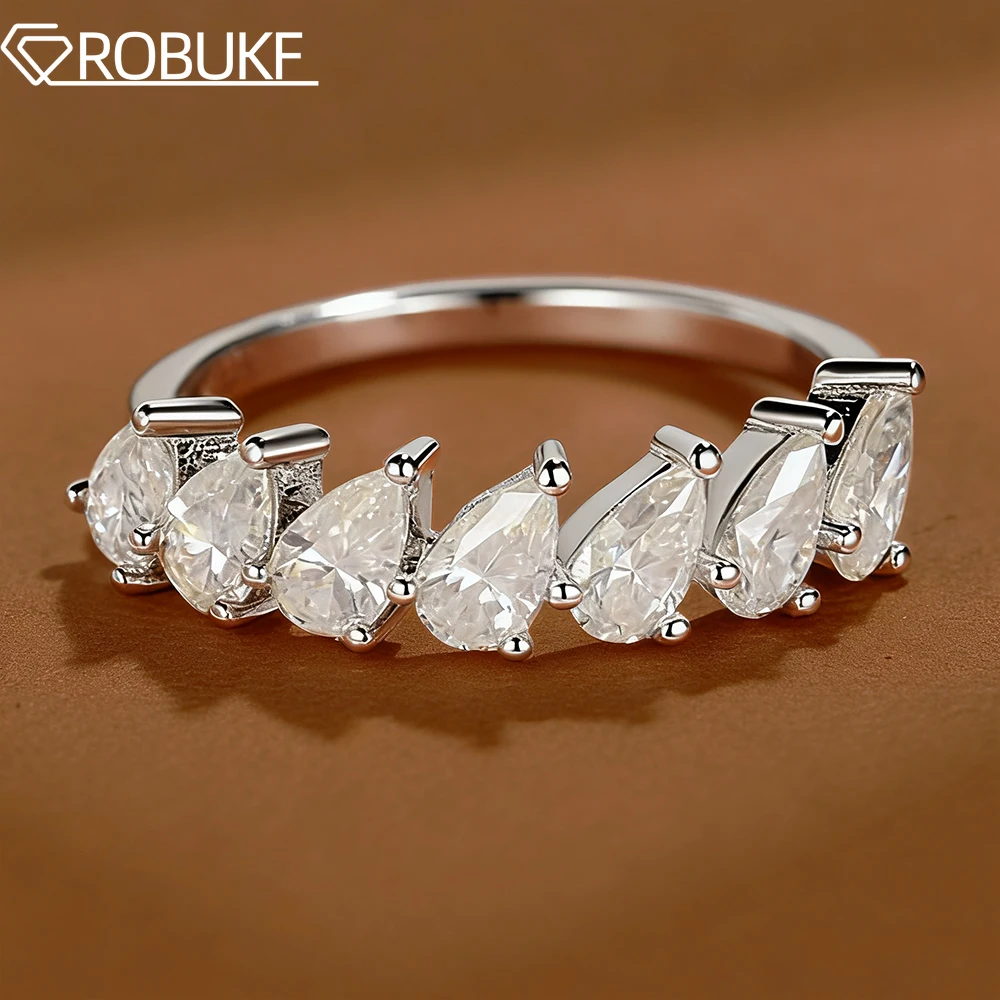 

3*4 мм обручальное кольцо с муассанитом грушевидной огранки для женщин, лабораторный бриллиант S925, серебро полувечности, штабелируемое свадебное ювелирное кольцо, юбилейное кольцо