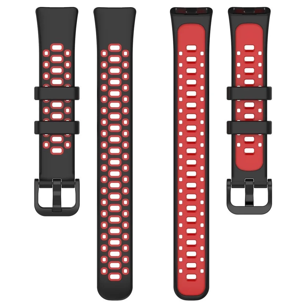 Gelang jam kompatibel untuk Huawei Band 8 9 10 gelang olahraga lubang udara silikon tali jam tangan lembut bersirkulasi