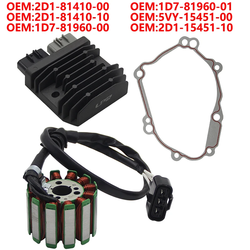 

Motorcycle Voltage Regulator Rectifier+Magneto Stator Coil +Engine Cover Gasket For Yamaha FZ1 FZ8 N NA SA S FZ8-SA 5VY-15451-00