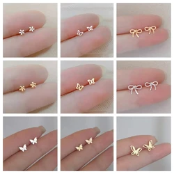 Lovely Small Earrings Piercings Wing Heart Stud Earrings For Women Gold Color 925 Silver Needles Ear Stud Jewelry For Teen Gift