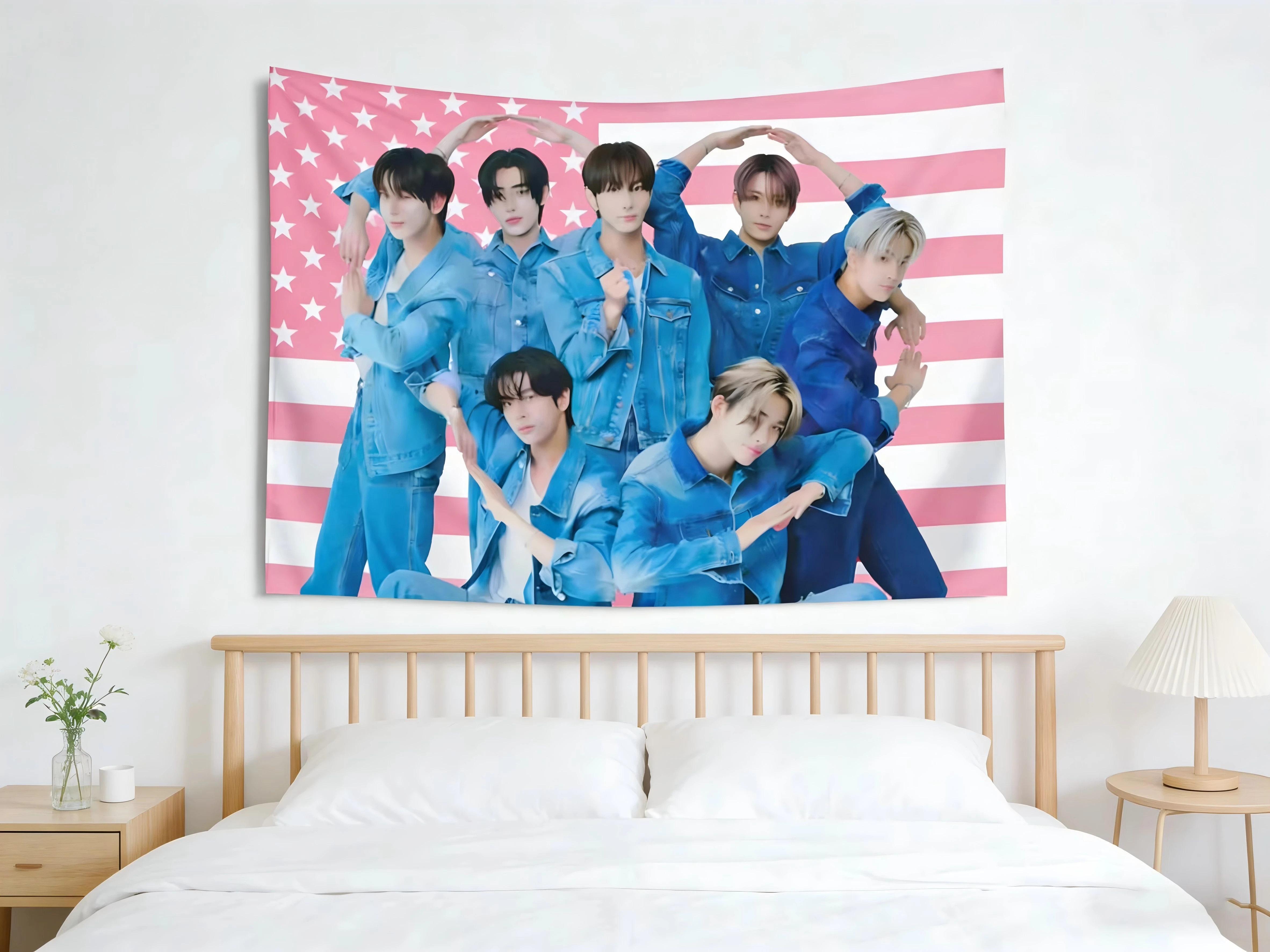 1pc Walk The Line Heart Pose Tapestry, Pink American Flag, Perfect Aesthetic Gift for Fans, Ideal for Living Room Bedroom Dorm