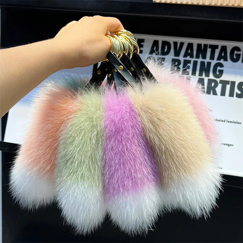 

15CM Fox Fur Keychain Women's Bag Car Keychain Pendant Decorative Jewelry Bag Hanging Accessories Gift