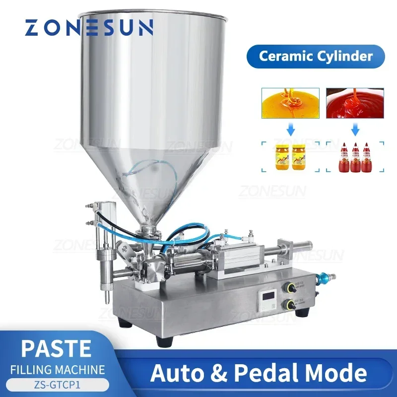 

ZONESUN ZS-GTCP1 20L Hopper 2.5-25ml Pneumatic Hand Cream Jel Body Lotion Bottle Filling Machine With Ceramic Cylinder