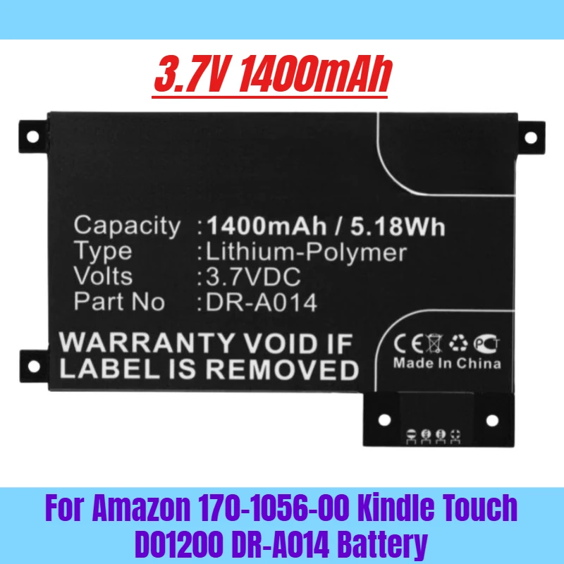 

3.7V 1400mAh for Amazon 170-1056-00 Kindle Touch D01200 DR-A014 Battery