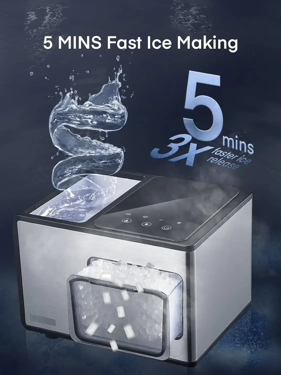 

Nugget Ice Maker Countertop, /, Pebble Ice Maker with Soft Chewable Ice, Self Cleaning Sonic Ice Machine