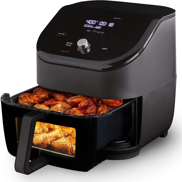 

Plus 6QT ClearCook Air Fryer, Clear Windows, Custom Program Options, 6-in-1 Functions, Crisps, Broils, Roasts, Dehydrates