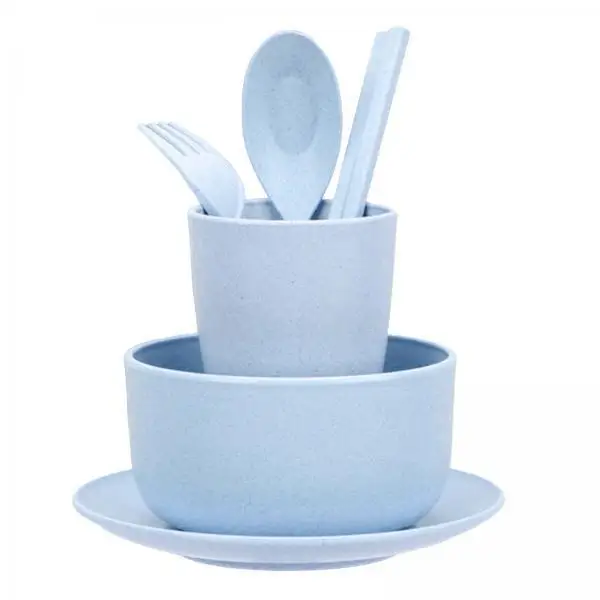 2x6Pcs Straw Dinnerware Set ,Microwave Use Spoons Utensils Set for College Dorm