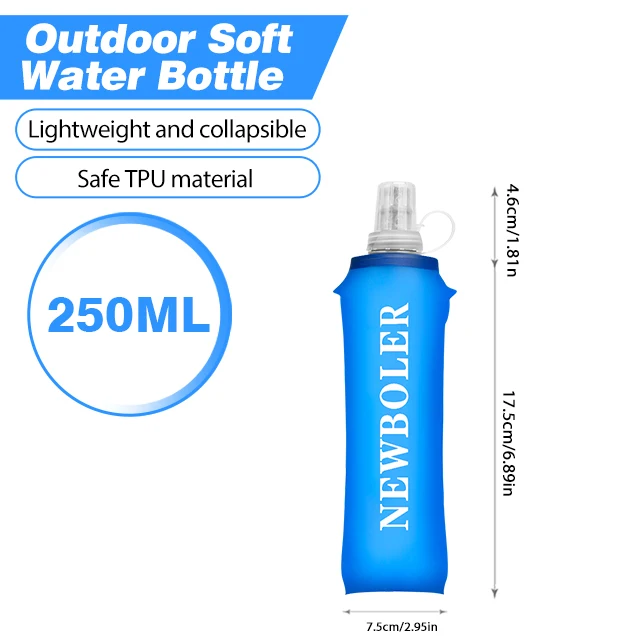 250/500/750ML Soft Flask Faltbare, zusammenklappbare Wasserflasche für Laufrucksack, TPU, BPA-frei, Outdoor-Sport, tragbare Wasserflasche