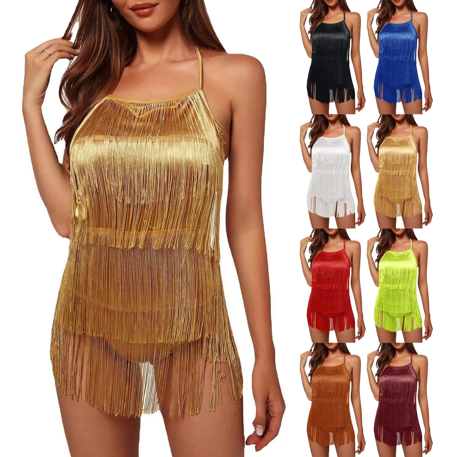 قميص قصير نسائي مثير - ملابس رقص للحفلات والنوادي بدون أكمام، أزياء حفلات الكرنفال #6