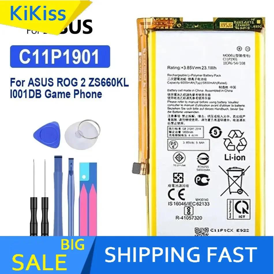 4000mAh-6000mAh Battery C11P1801 C11P1901 C11P1903 For ASUS ROG 1 2 3 ZS660KL I001DB ZS600KL Z01QD Game Phone Bateria