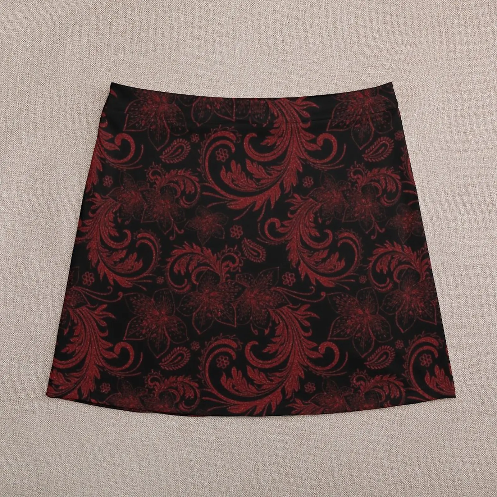 Vermelho escuro Flourish Mini Saia para Mulher, Conjuntos De Saia, Conjuntos De Saias