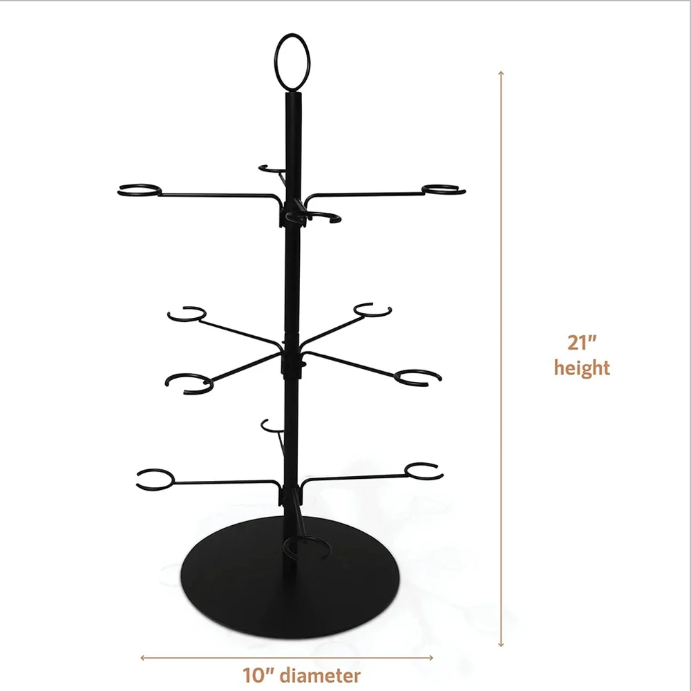 Cocktail Tree Stand, Wine Glass Flight Tasting Display For Drinks, 3 Tier - 12 Holders For Champagne, Cocktails, Martini