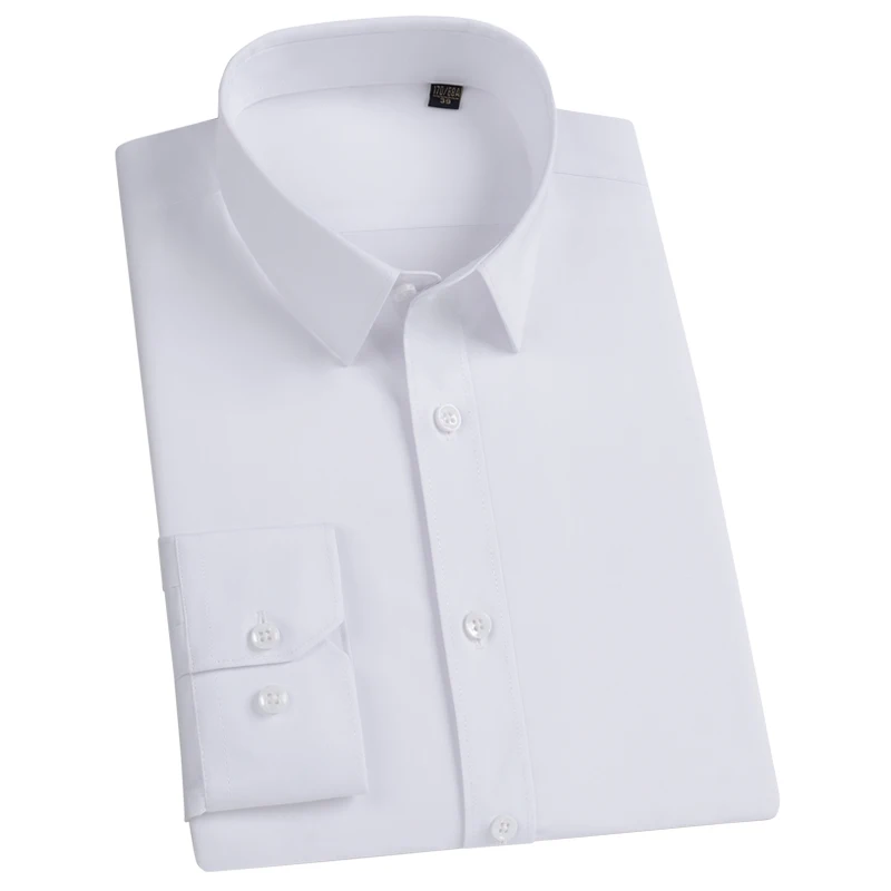 Quality Men Shirt Bamboo Fiber Long Sleeve Anti-Wrinkle Non-ironing Slim Fashion Casual Business Office White Formal Shirt 5XL