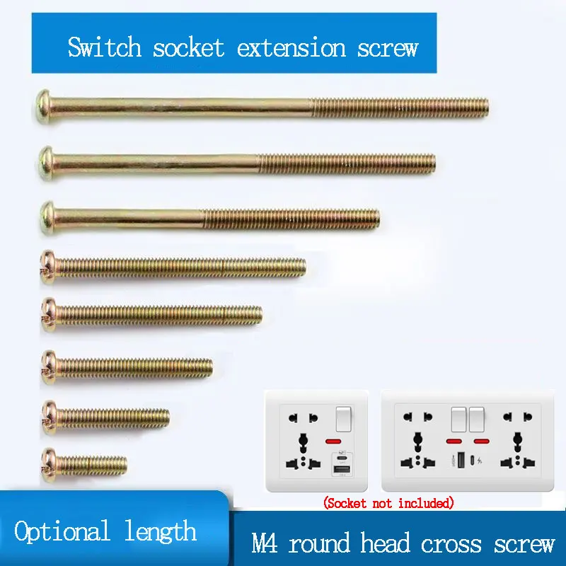 86/146 Wall Switch Socket Special Lengthened Screws M4*4/5/6/7/8/10/12cm Socket Panel Junction Box Bottom Box Universal Screws