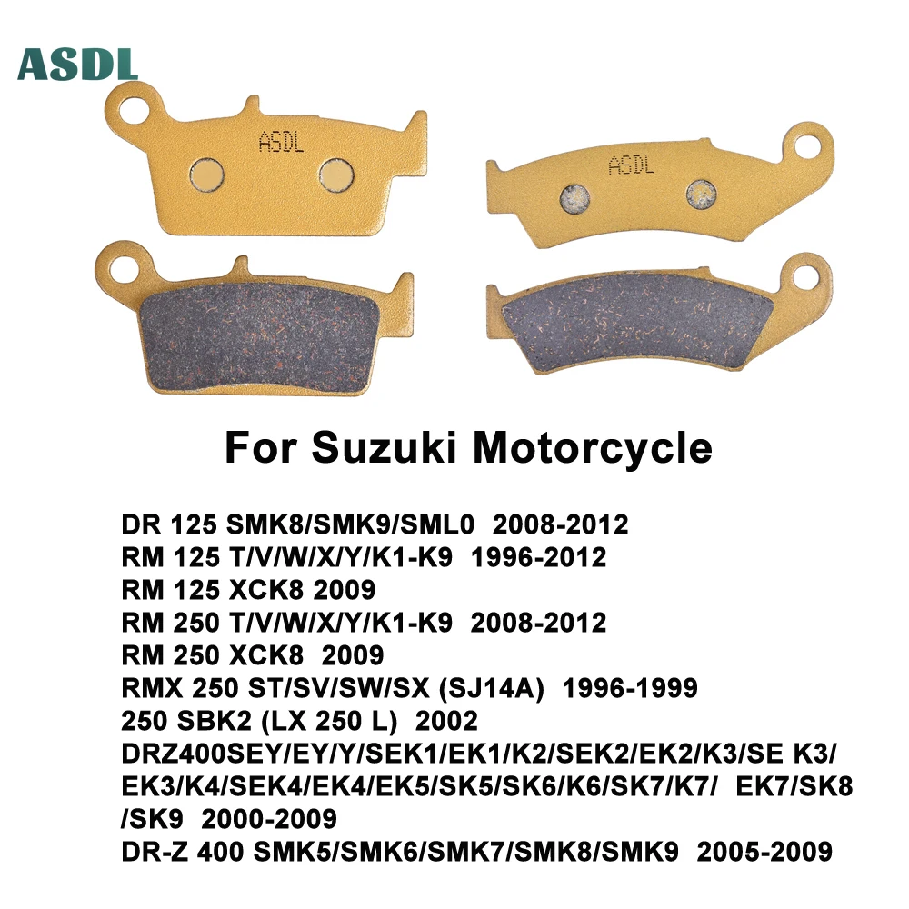 Przednie i tylne klocki hamulcowe do Suzuki DR 125 2008-2012 RM 125 250 RMX 250 DR-Z 400 DRZ 400 2005-2009 SBK2 LX250 L 2002